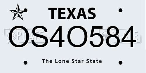 OS4O584 Texas License Plate