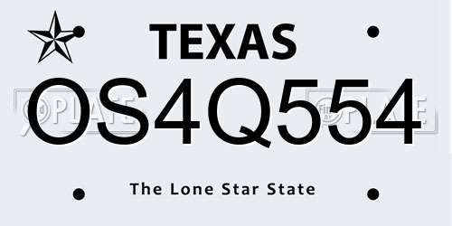 OS4Q554 Texas License Plate