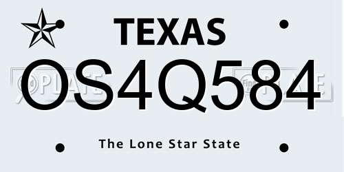 OS4Q584 Texas License Plate