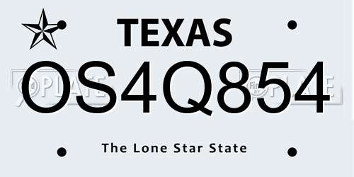 OS4Q854 Texas License Plate