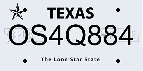 OS4Q884 Texas License Plate