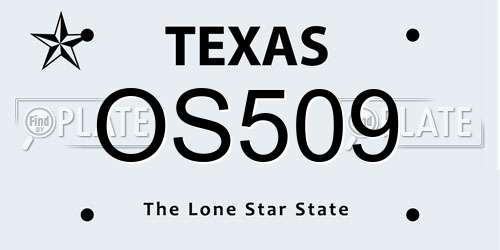 OS509 Texas License Plate