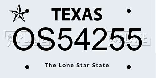 OS54255 Texas License Plate