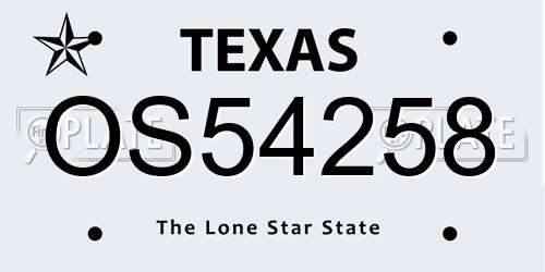 OS54258 Texas License Plate