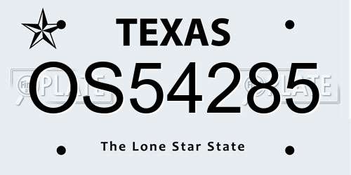 OS54285 Texas License Plate