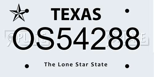 OS54288 Texas License Plate