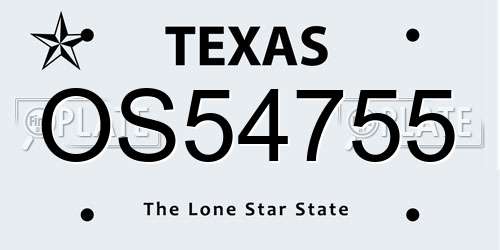 OS54755 Texas License Plate