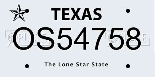 OS54758 Texas License Plate