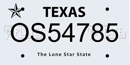 OS54785 Texas License Plate