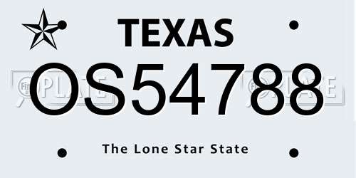 OS54788 Texas License Plate
