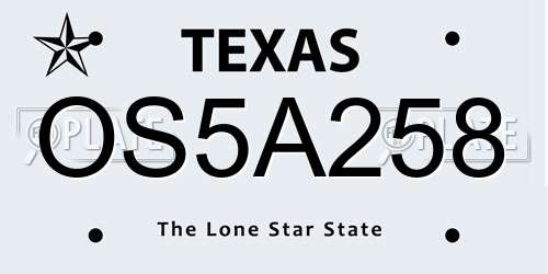 OS5A258 Texas License Plate