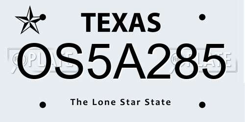 OS5A285 Texas License Plate