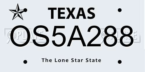 OS5A288 Texas License Plate