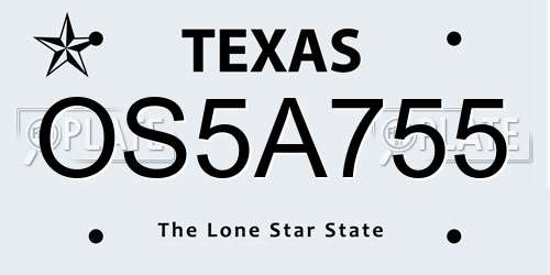 OS5A755 Texas License Plate
