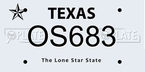OS683 Texas License Plate