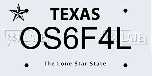 OS6F4L Texas License Plate