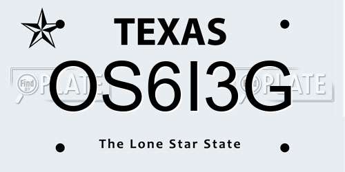 OS6I3G Texas License Plate