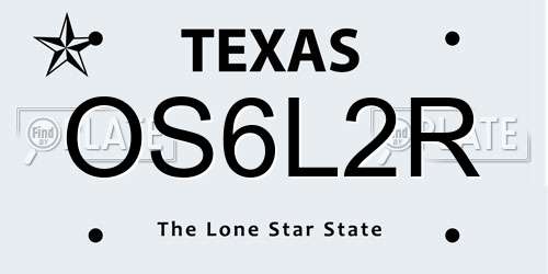 OS6L2R Texas License Plate