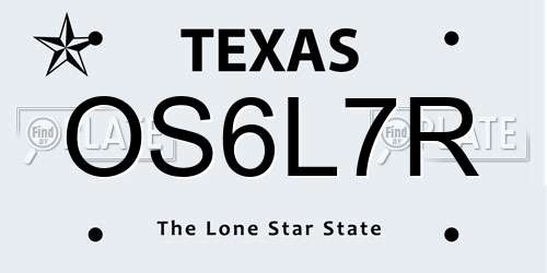OS6L7R Texas License Plate