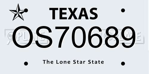 OS70689 Texas License Plate