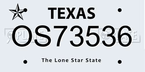 OS73536 Texas License Plate