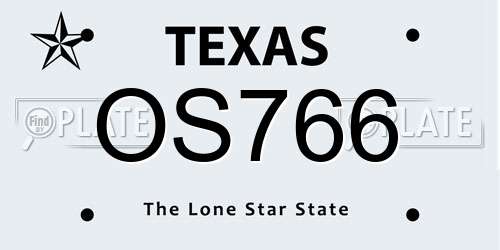 OS766 Texas License Plate