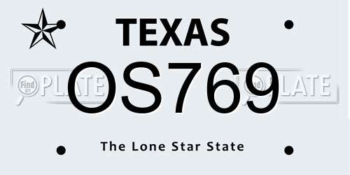 OS769 Texas License Plate