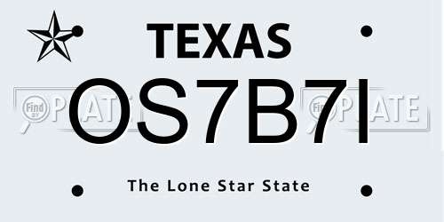 OS7B7I Texas License Plate