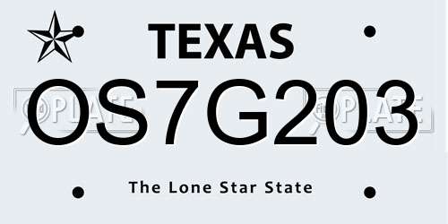 OS7G203 Texas License Plate