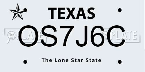 OS7J6C Texas License Plate