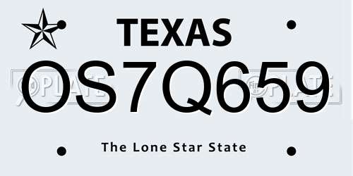 OS7Q659 Texas License Plate