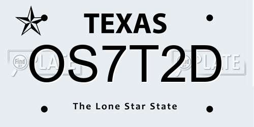 OS7T2D Texas License Plate