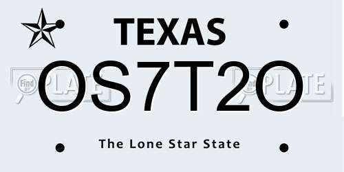 OS7T2O Texas License Plate