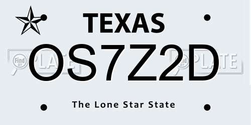 OS7Z2D Texas License Plate