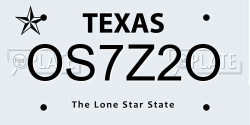 OS7Z2O Texas License Plate