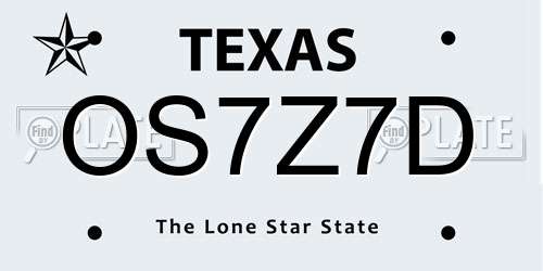 OS7Z7D Texas License Plate