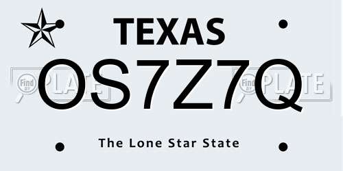 OS7Z7Q Texas License Plate