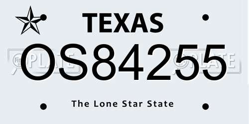 OS84255 Texas License Plate