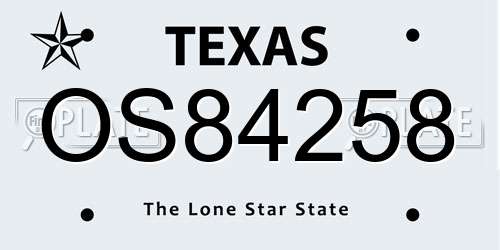 OS84258 Texas License Plate