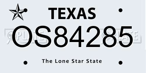 OS84285 Texas License Plate