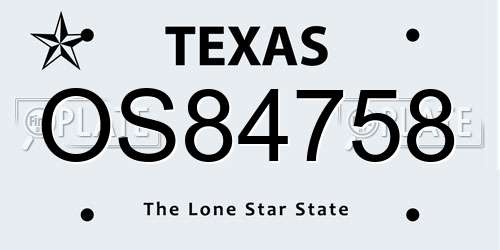 OS84758 Texas License Plate