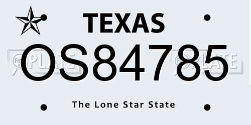 OS84785 Texas License Plate
