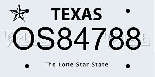 OS84788 Texas License Plate