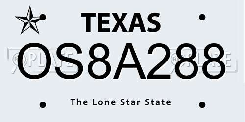 OS8A288 Texas License Plate