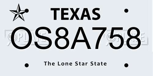 OS8A758 Texas License Plate