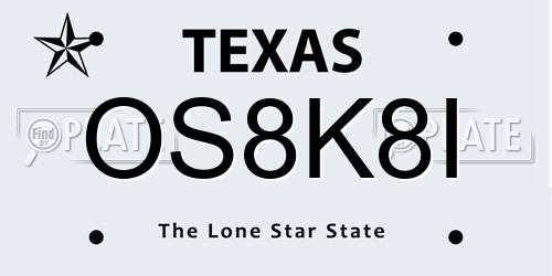 OS8K8I Texas License Plate