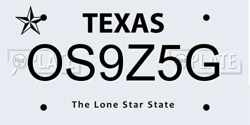 OS9Z5G Texas License Plate