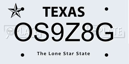 OS9Z8G Texas License Plate