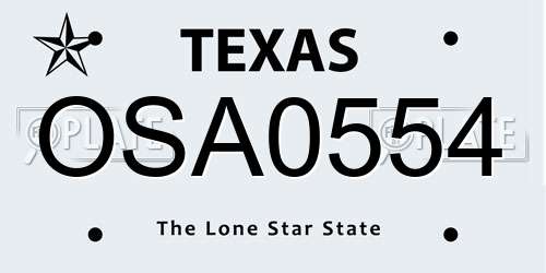 OSA0554 Texas License Plate