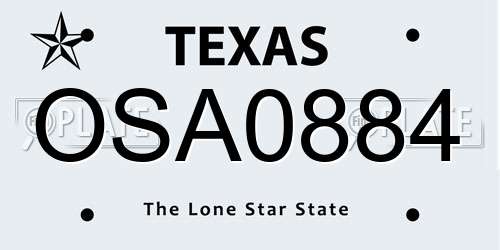 OSA0884 Texas License Plate